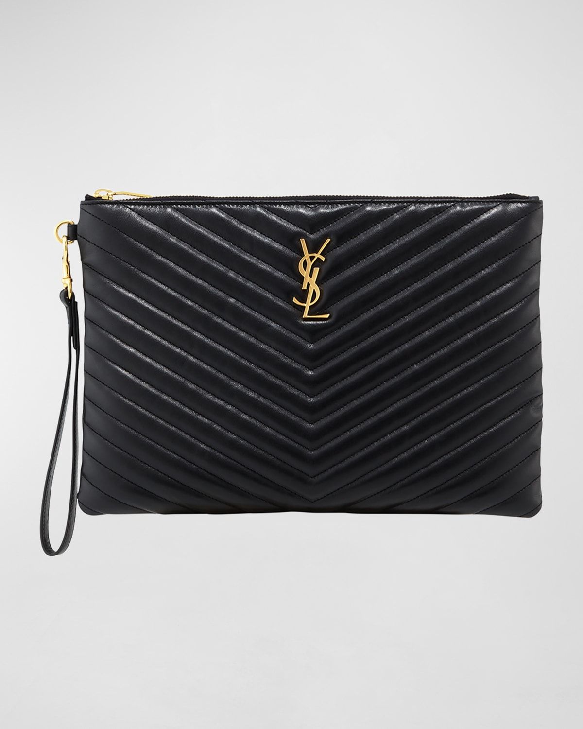 YSL Monogram Medium Pouch in Smooth Leather