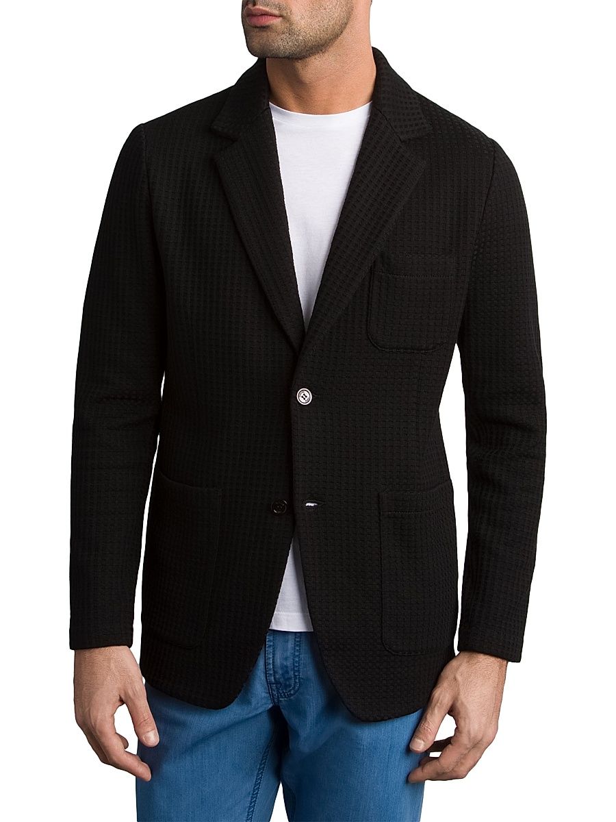 Men's Silk and Cotton Knit Jacket - Black - Size 52