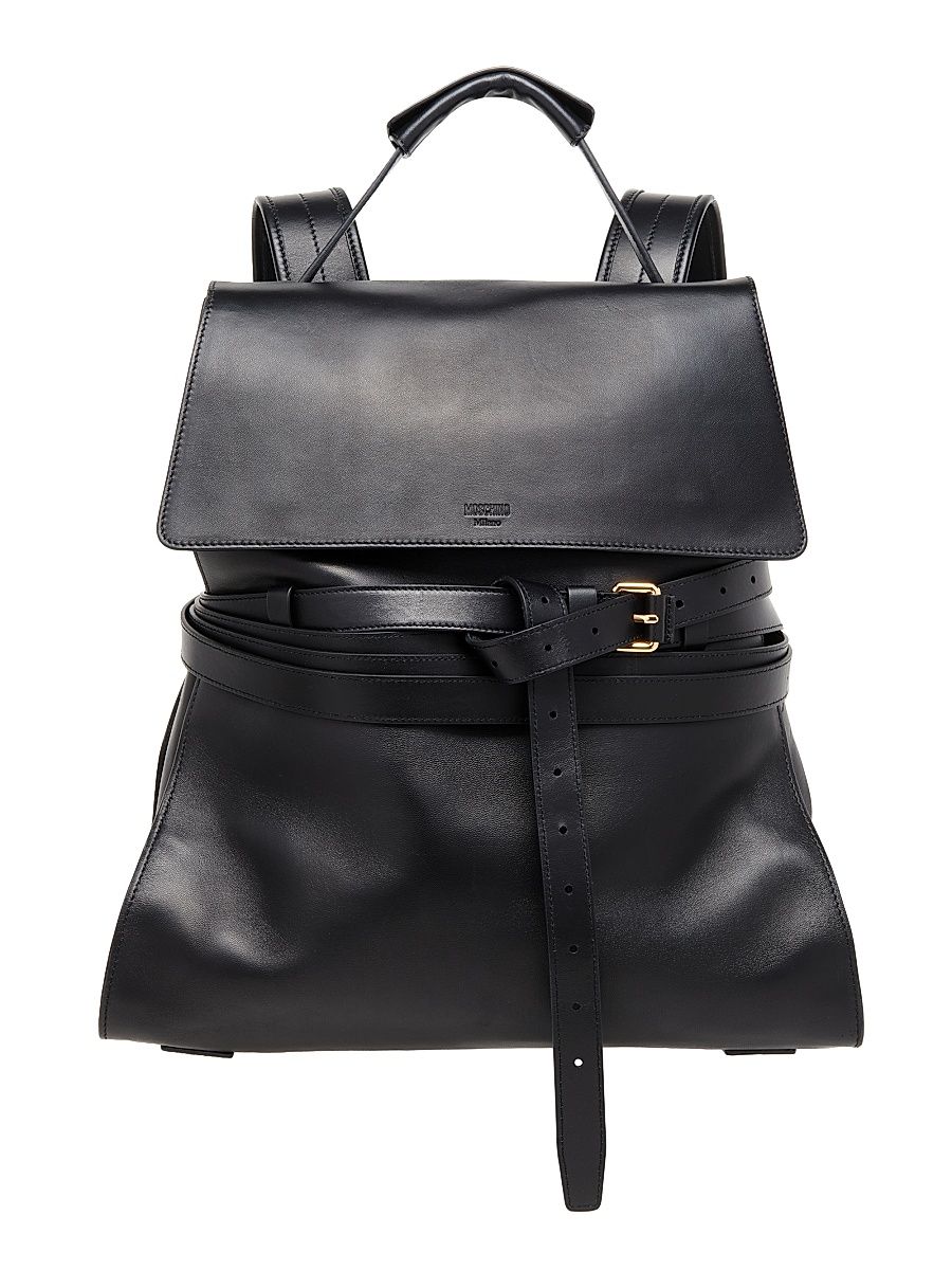 Men's Tie Me Leather Backpack - Black