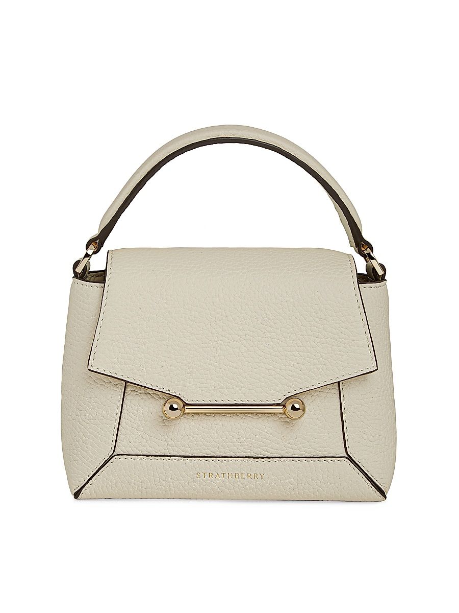 Women's Mosaic Grain Leather Top Handle Bag - Vanilla