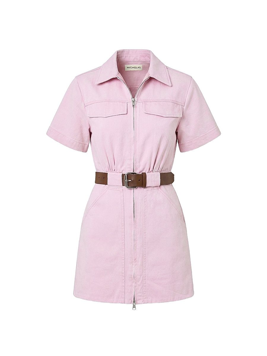 Women's Embla Utility Belted Denim Minidress - Rose - Size 12