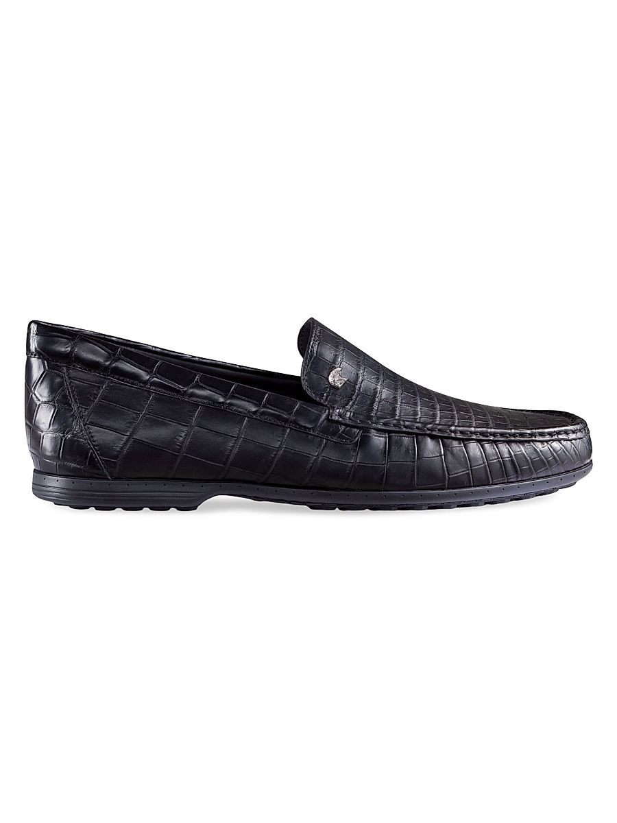 Men's Matted Crocodile Loafers - Black - Size 8.5