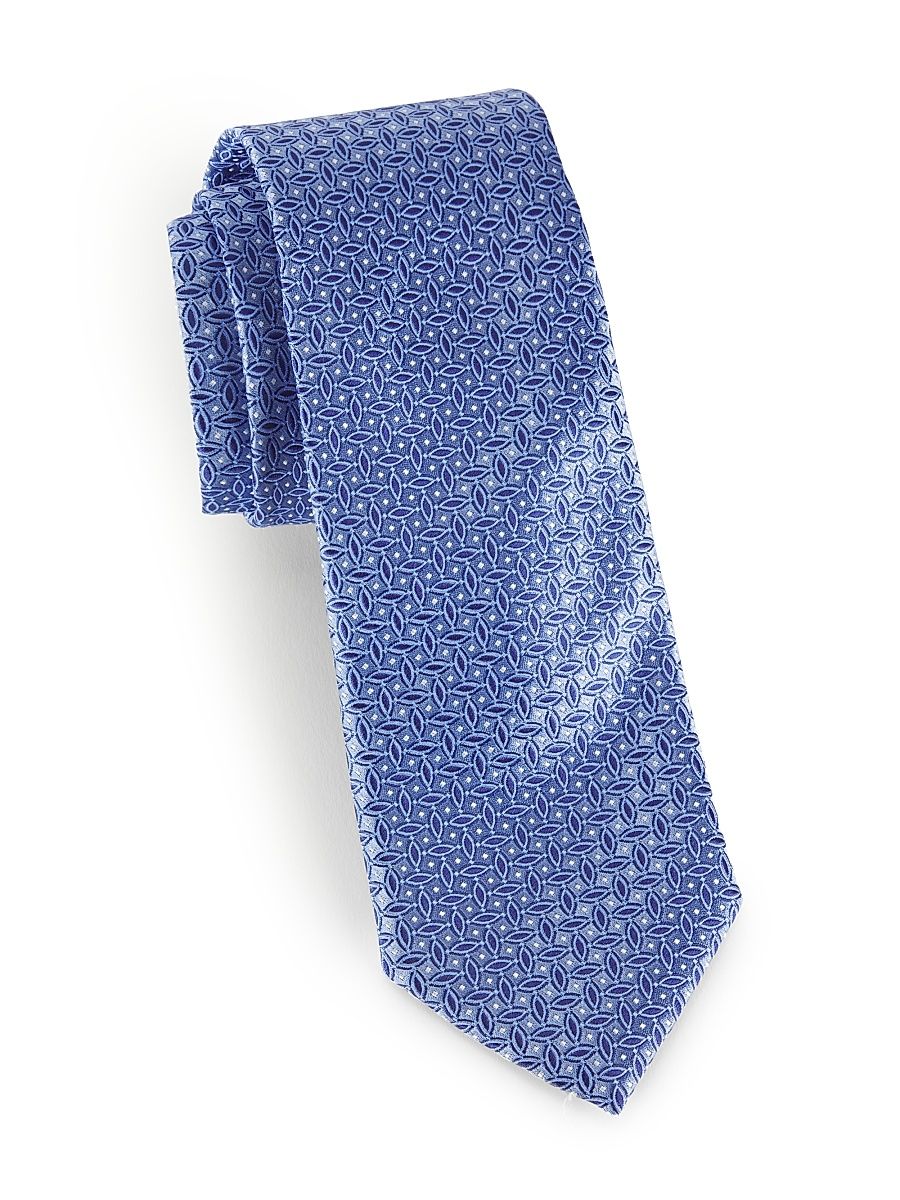 Men's Geometric Silk Tie - Blue