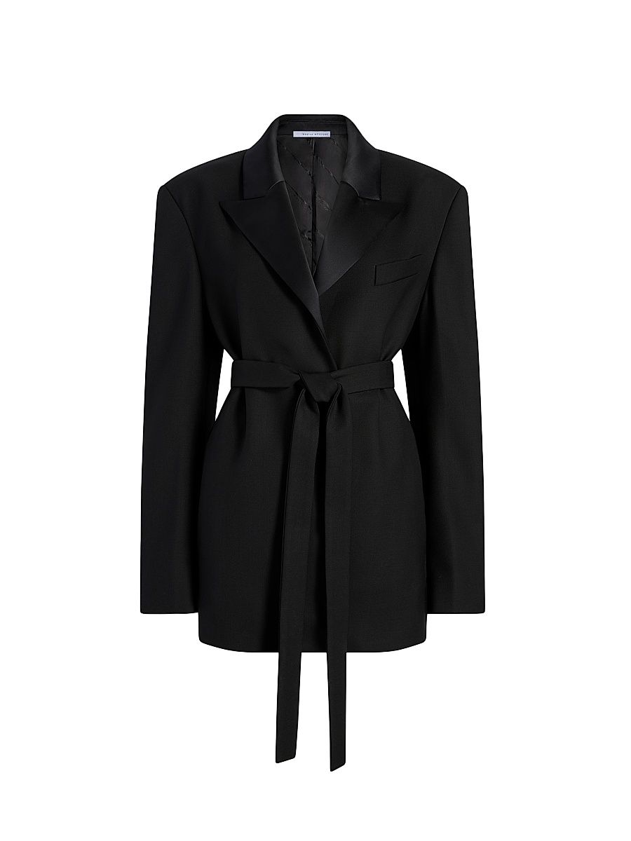 Women's Boyfriend Blazer with Belt - Black - Size 12