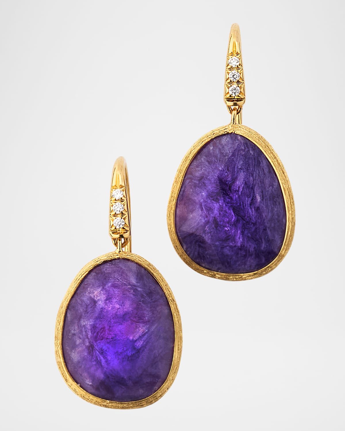 Lunaria 18K Yellow Gold Charoite Earrings with Diamonds