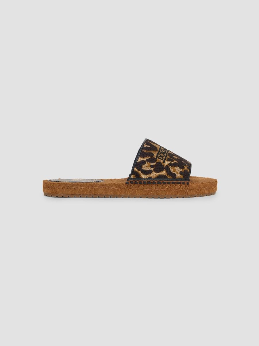 Dolce & Gabbana Women's Leopard-Print Espadrille Slides - Leo - Size 12