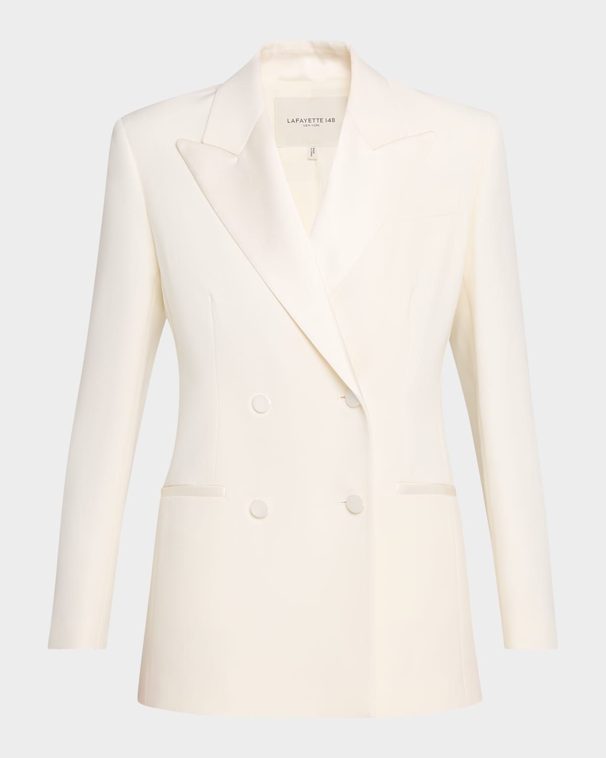 Double-Breasted Satin-Trim Jacket