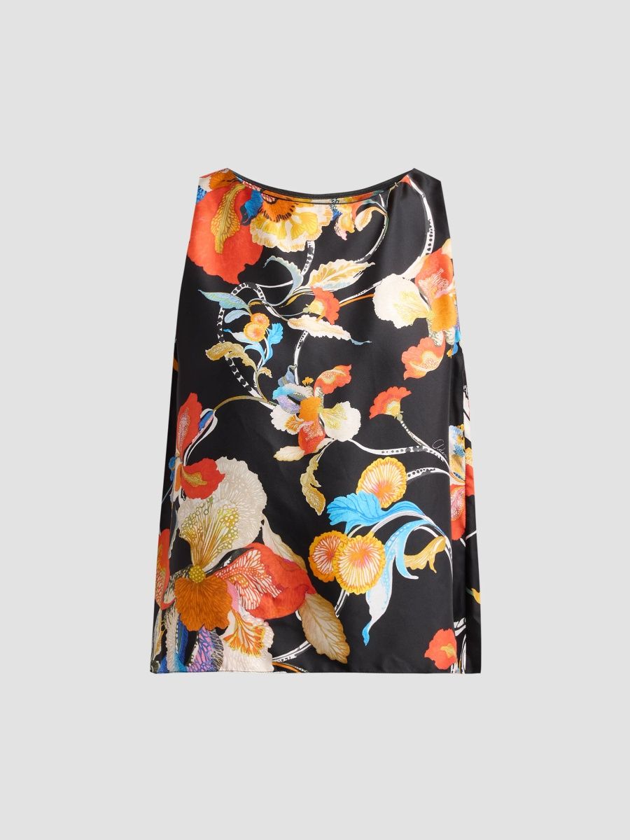 Adam Lippes Women's Nell Floral Silk Twill Top - Black Floral - Size 0