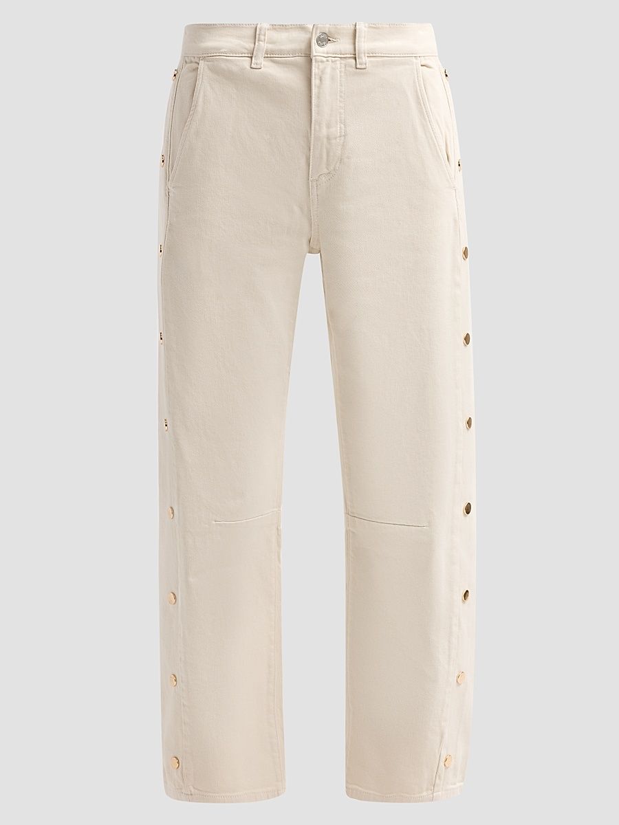 Women's Frankie Studded Barrel-Leg Jeans - Bone - Size 30
