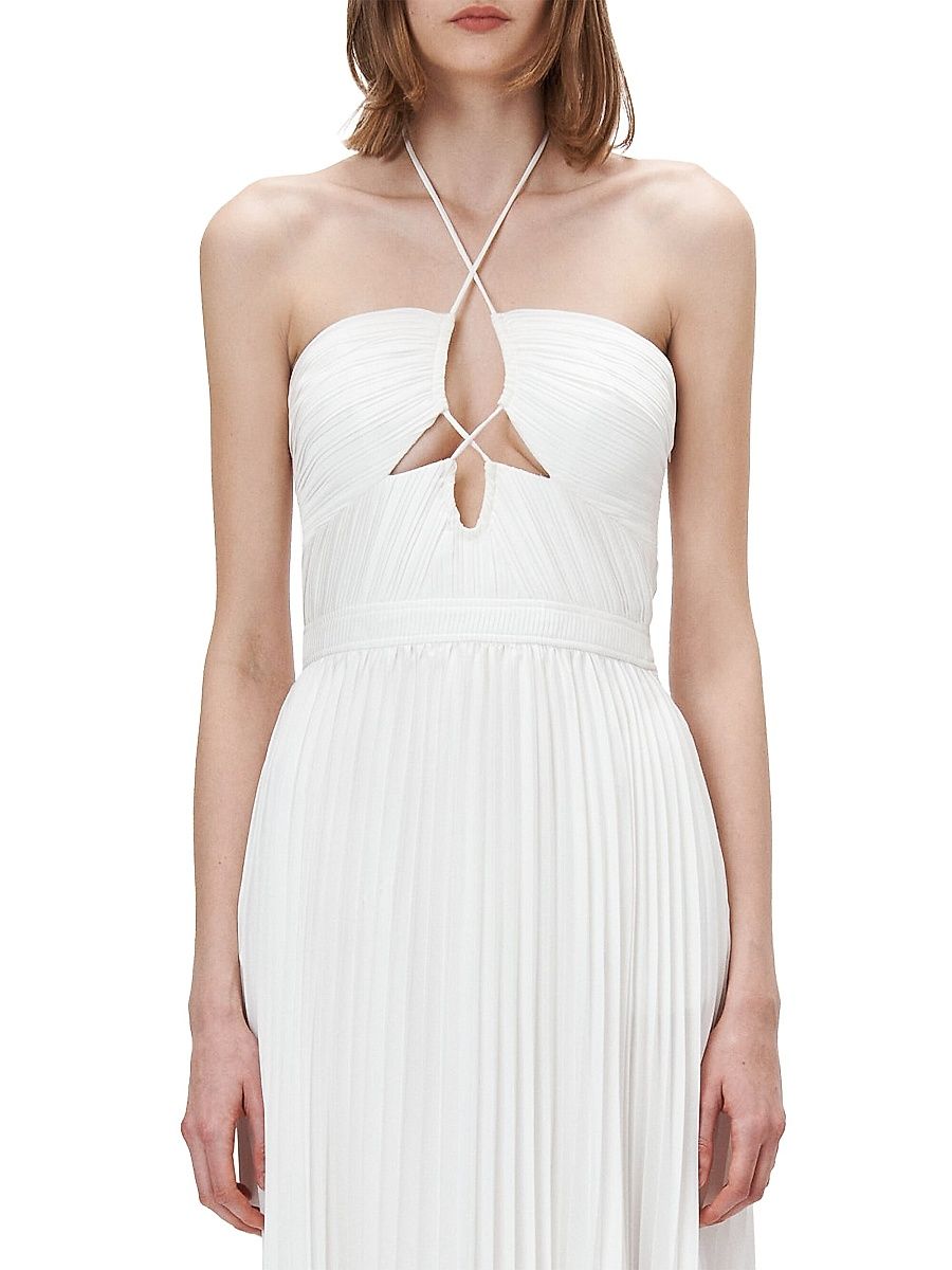 Women's Annita Cut-Out Pleated Midi-Dress - White - Size 4