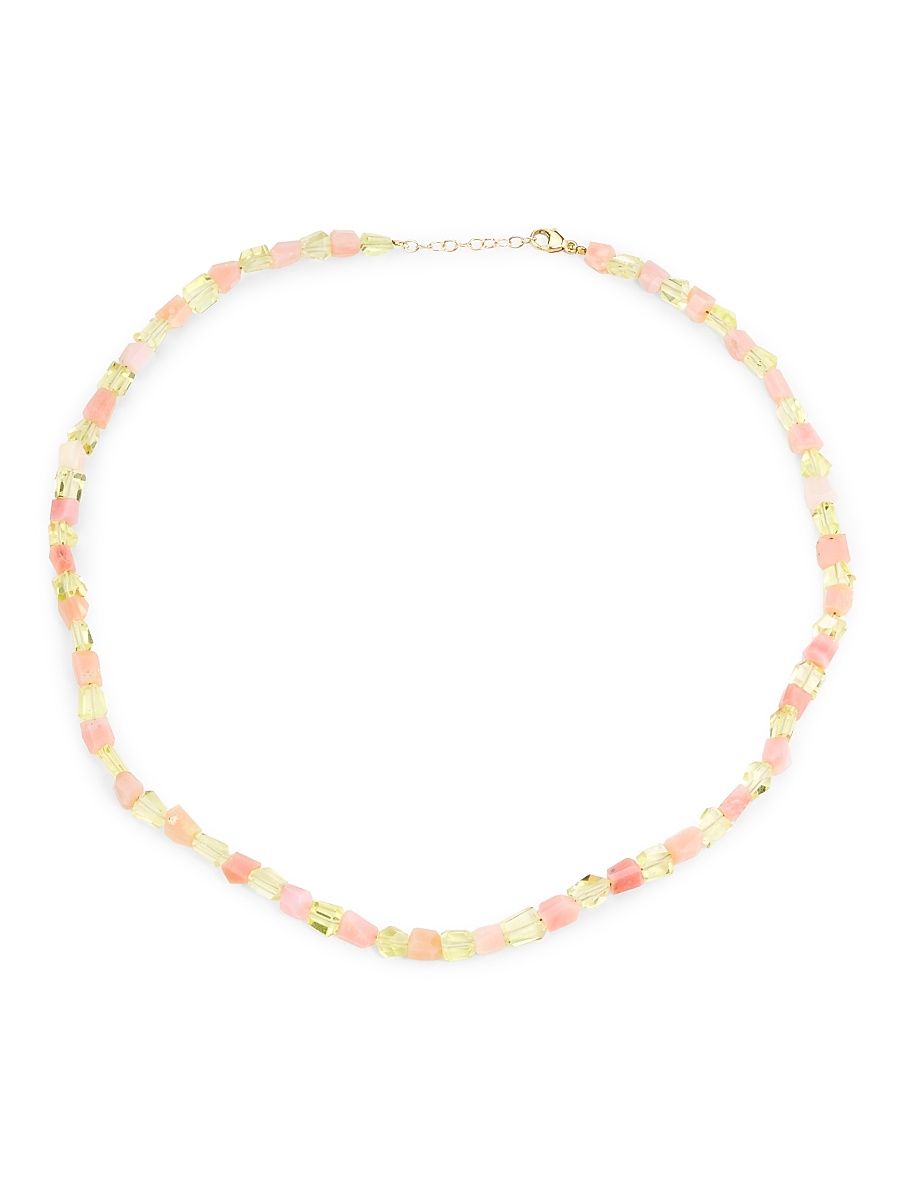 Women's Purple Rain 14K Yellow Gold, Pink Opal & Lemon Quartz Beaded Necklace - Pink
