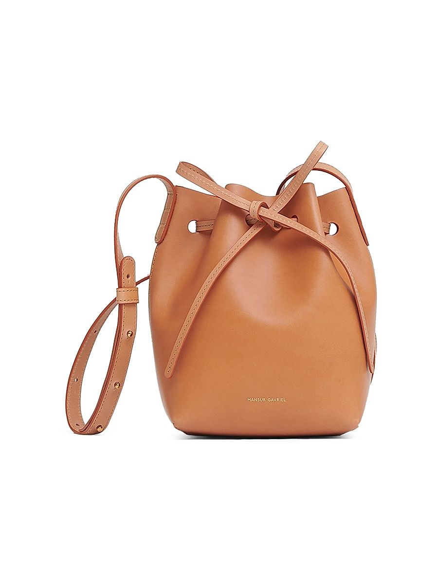 Women's Mini Leather Bucket Bag - Cammello Dolly