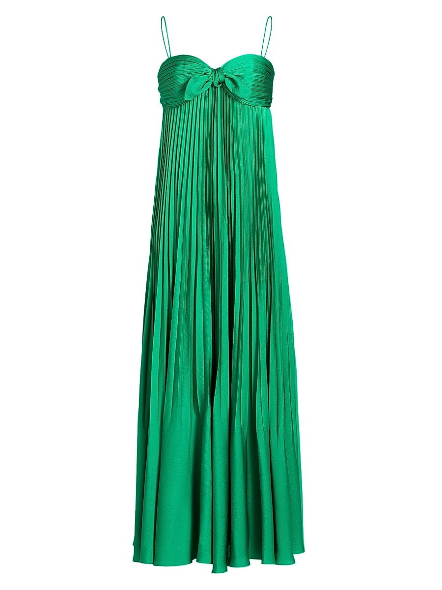 Women's Shay Plissé Bow-Accented Gown - Peacock - Size 12