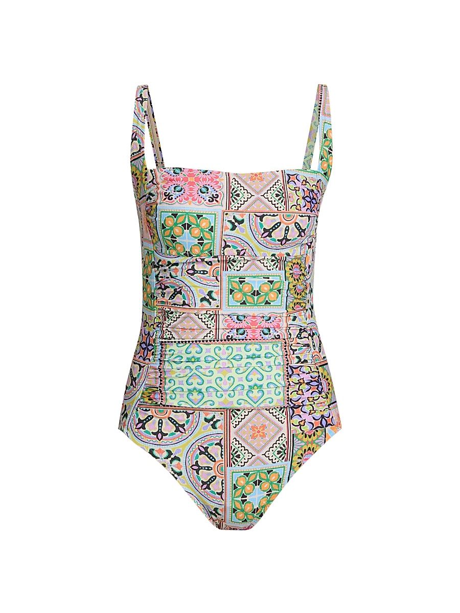 Women's Marilyn Lanthe Print Ruched One-Piece Swimsuit - Lanthe - Size Large