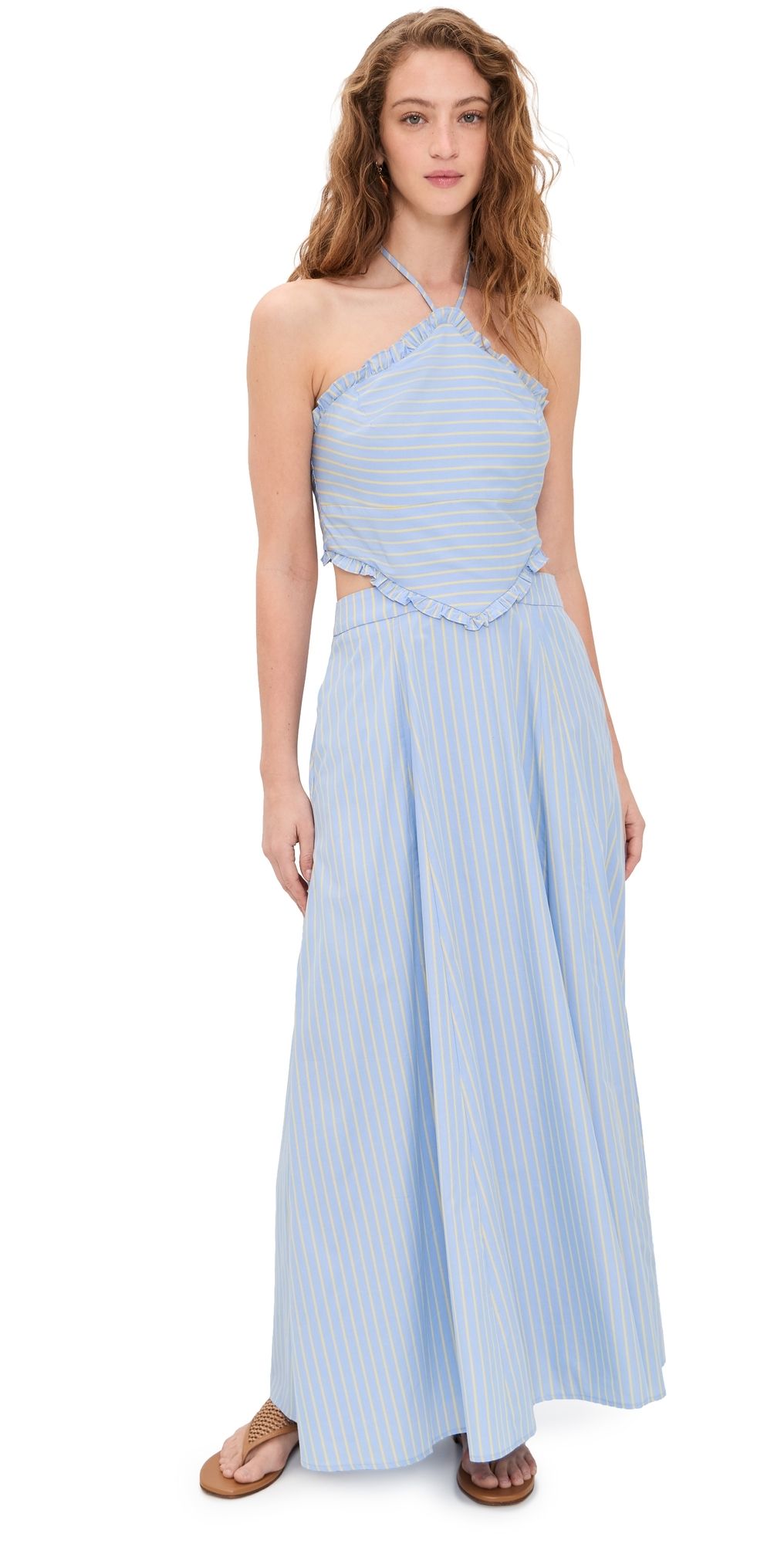 Line & Dot Tobie Midi Dress Blue XS