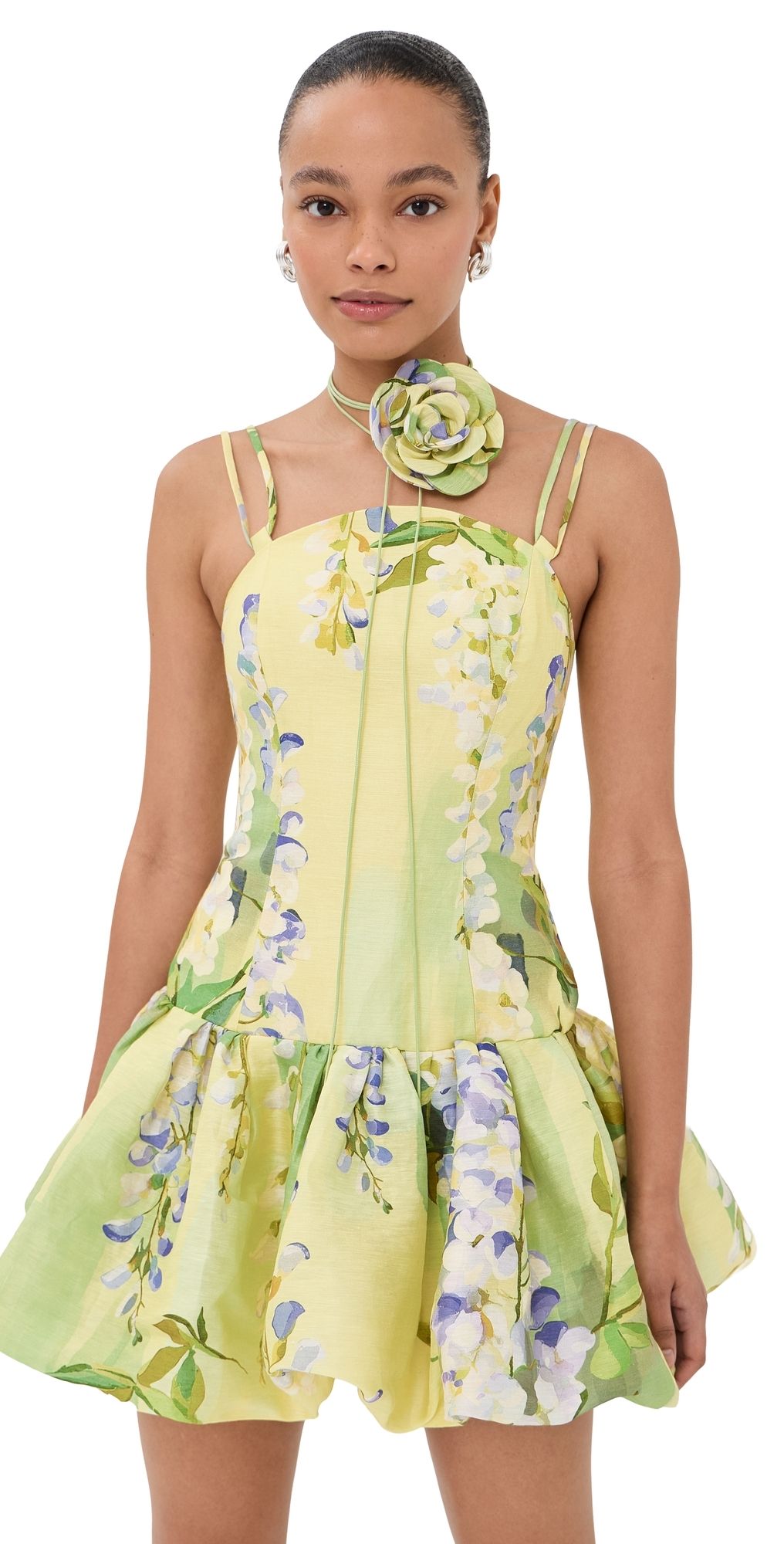 Leo Lin Lorena Puff Mini Dress Wisteria Print 10