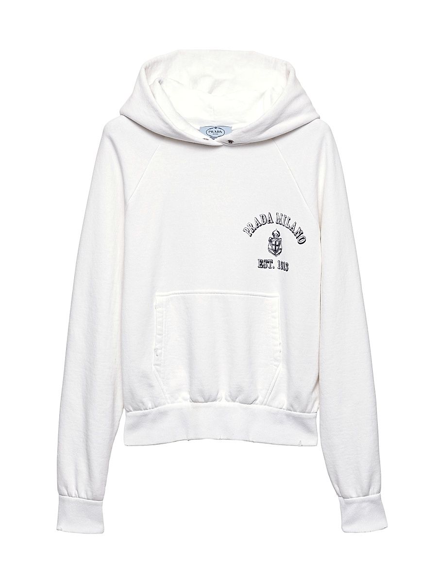 Women's Cotton Fleece Hoodie - White - Size Medium