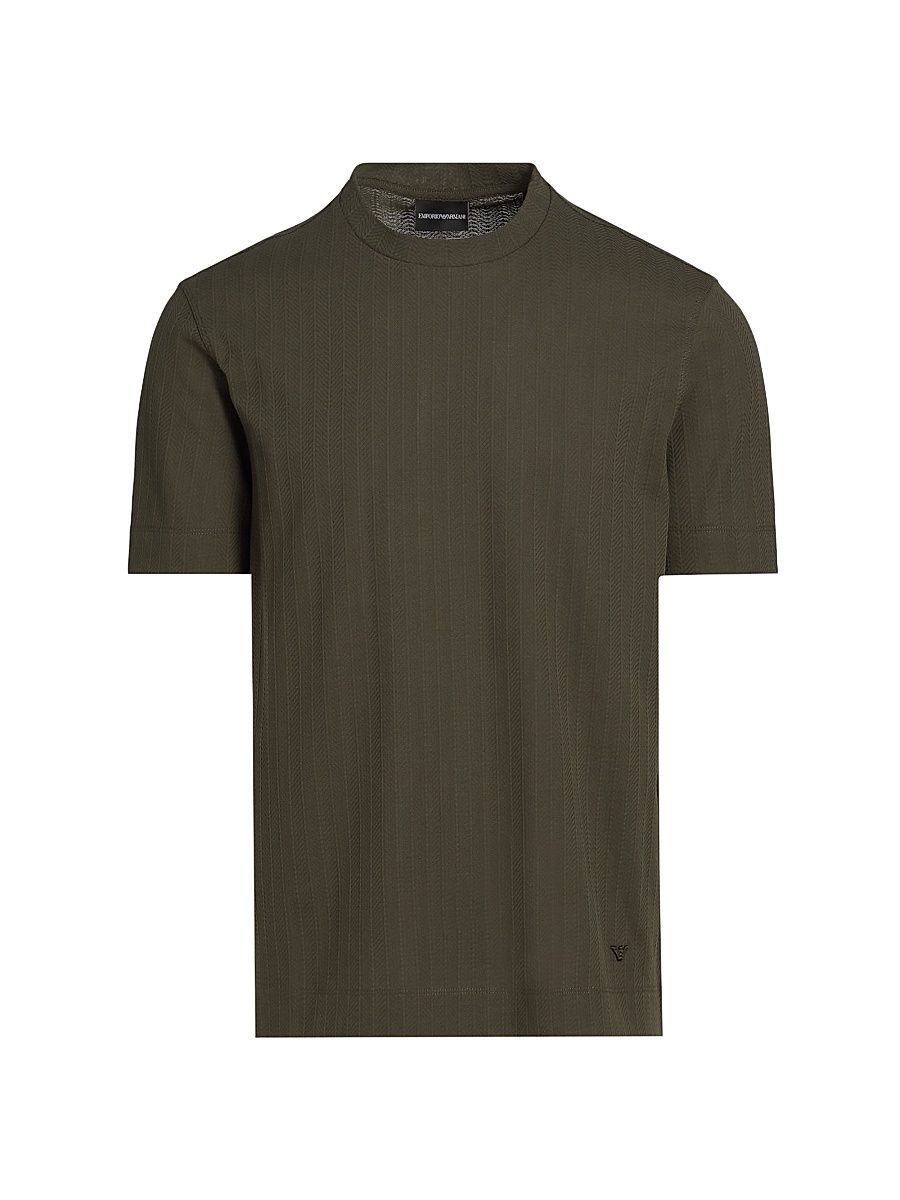 Men's Chevron Stitch Cotton T-Shirt - Fancy Grey - Size Large