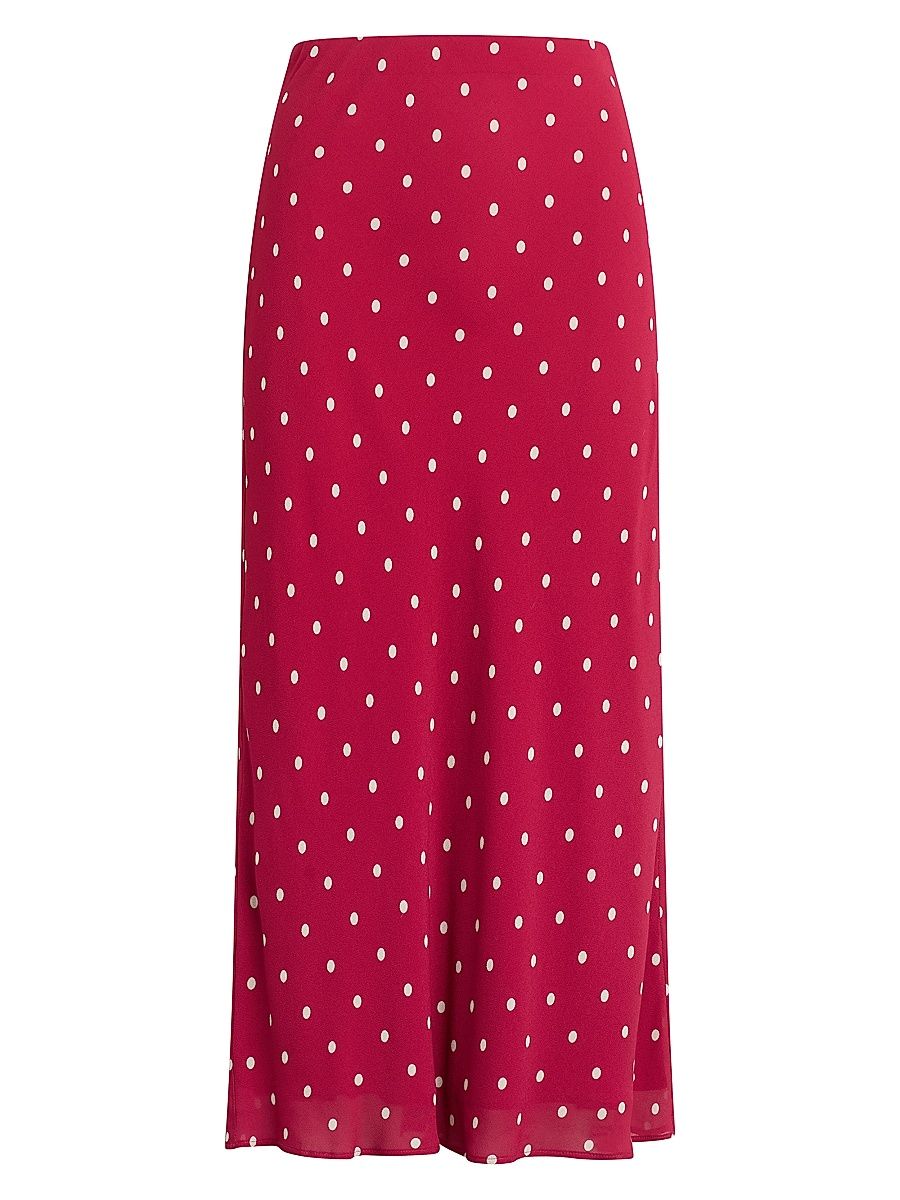 Women's The Jojo Polka Dot Midi-Skirt - Raspberry Ivory - Size Large