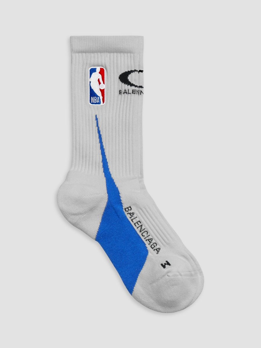 Balenciaga Men's Balenciaga / NBA Collaboration Socks - Grey Blue - Size Large