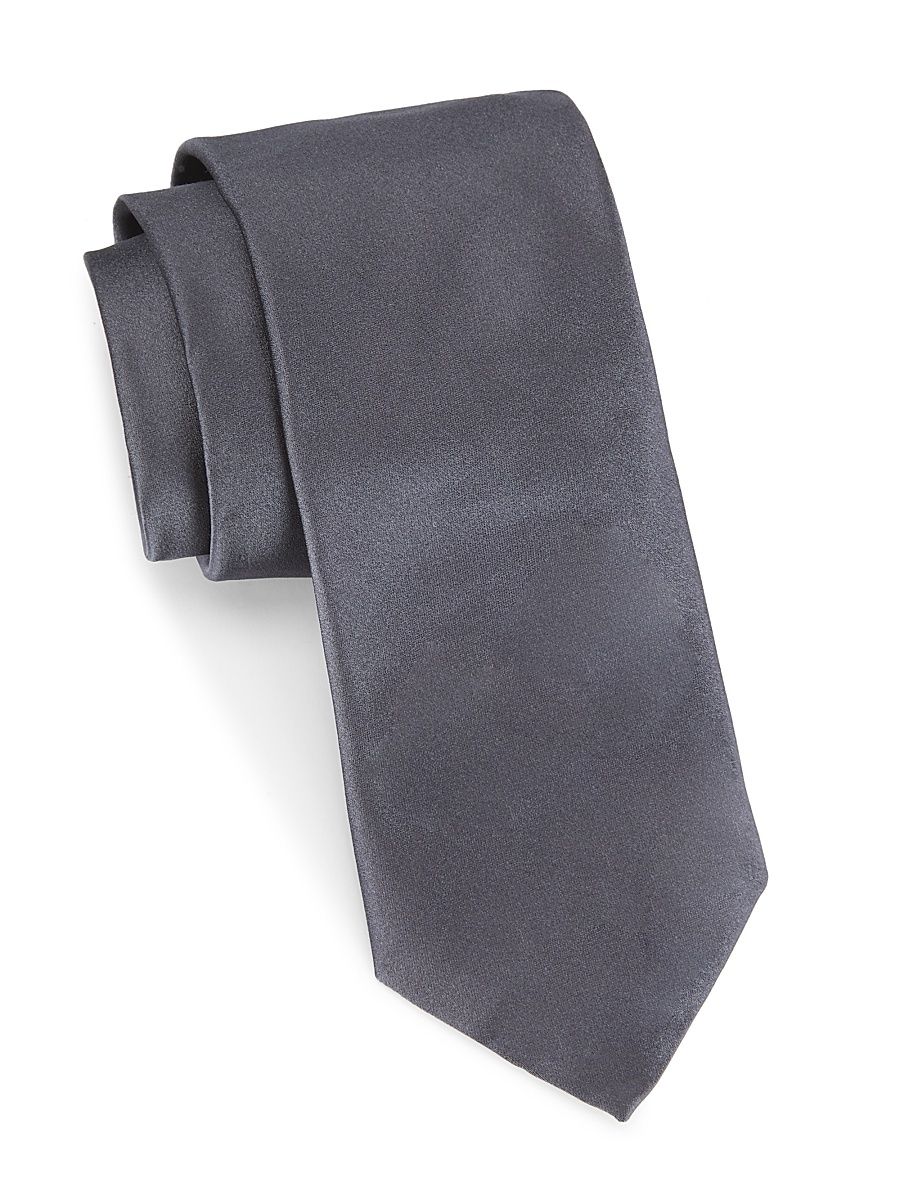 Men's Solid Silk Necktie - Grey