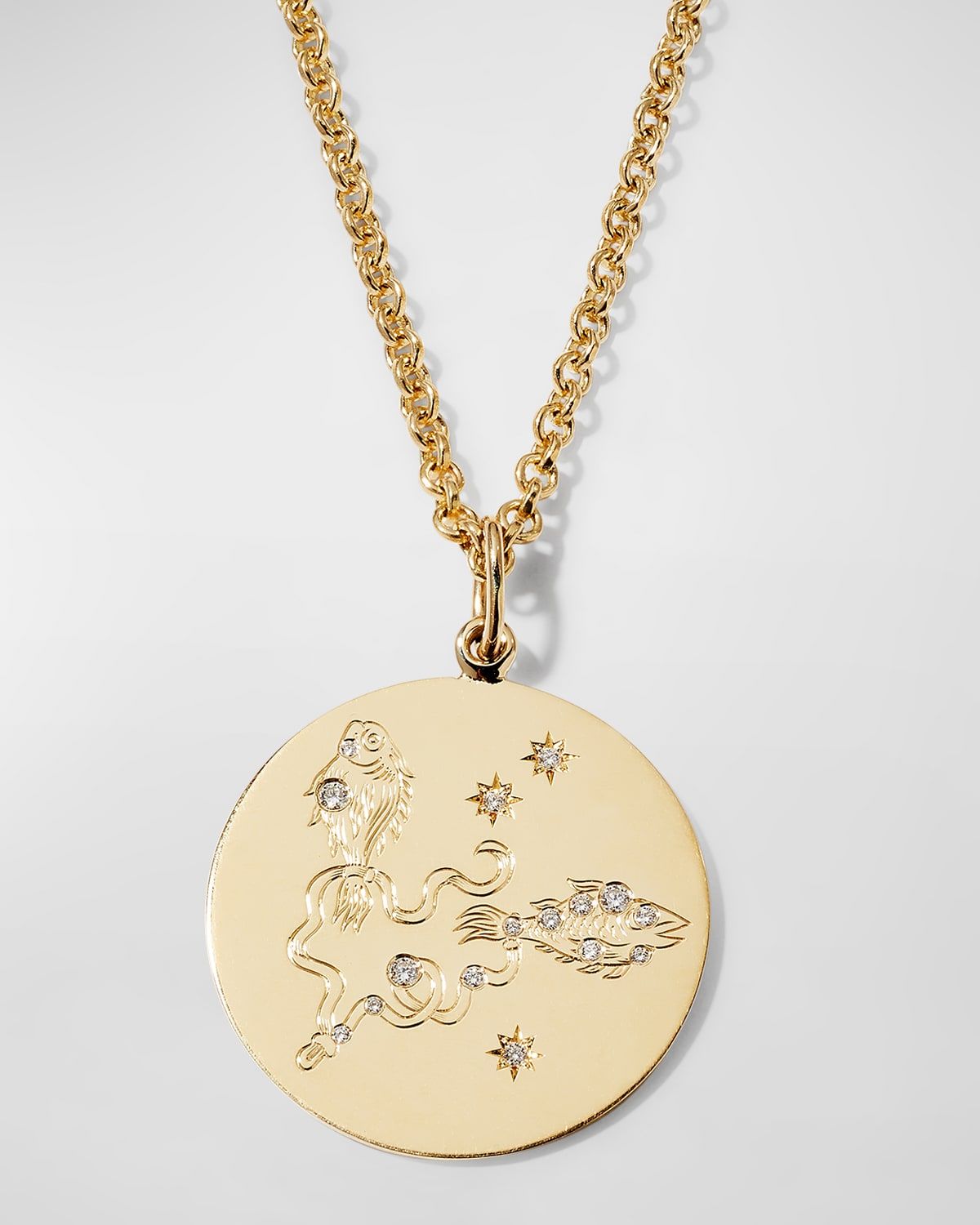 Yellow Gold Pisces Diamond Pendant
