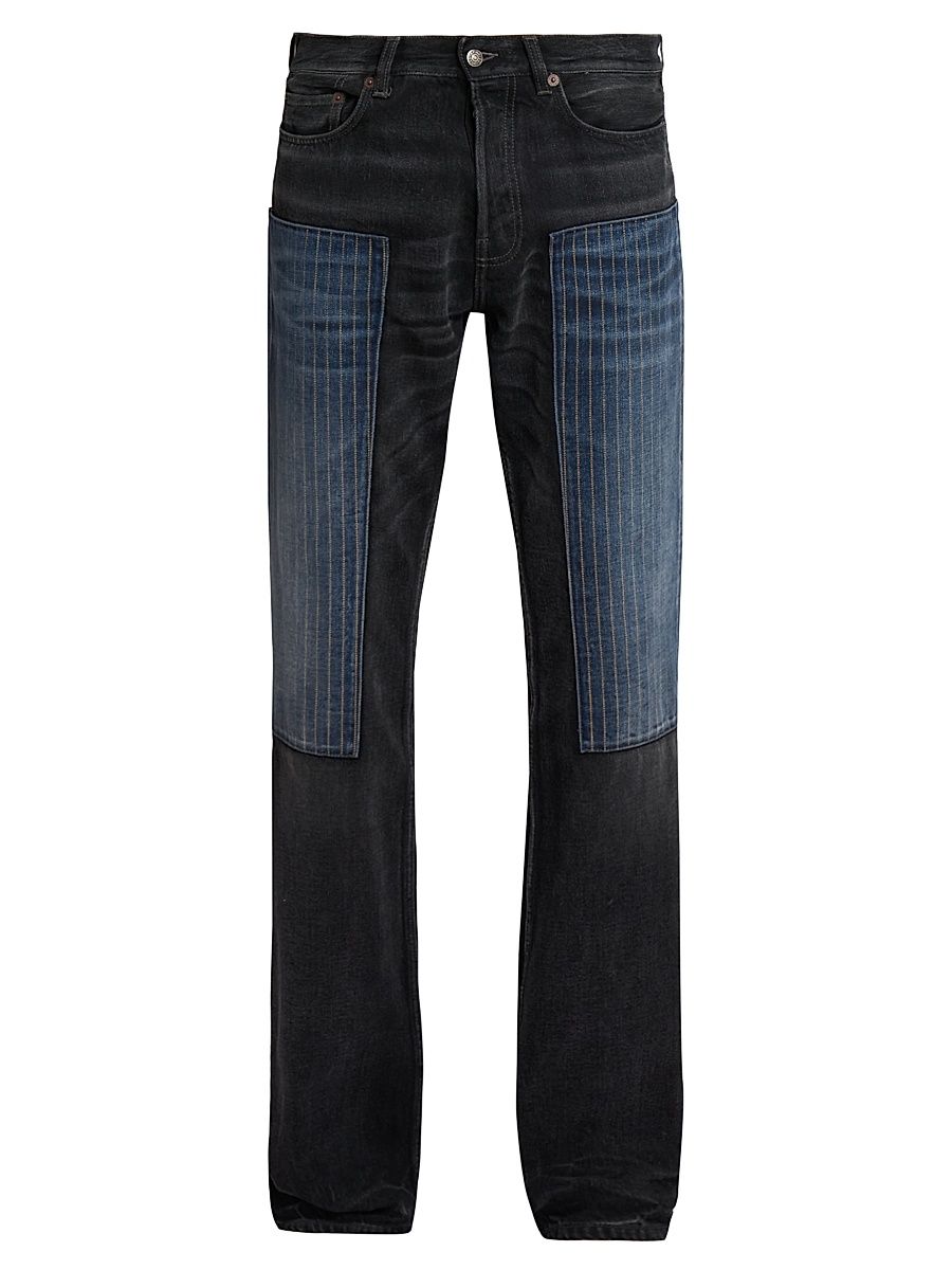 Men's Patchwork Tokyo Straight-Leg Jeans - Black - Size XXL