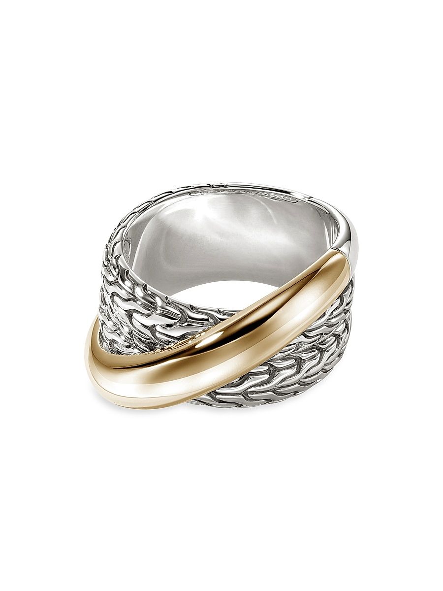 Women's JH Essentials Crossover 14K Yellow Gold & Sterling Silver Band Ring - Silver And Yellow Gold - Size 9