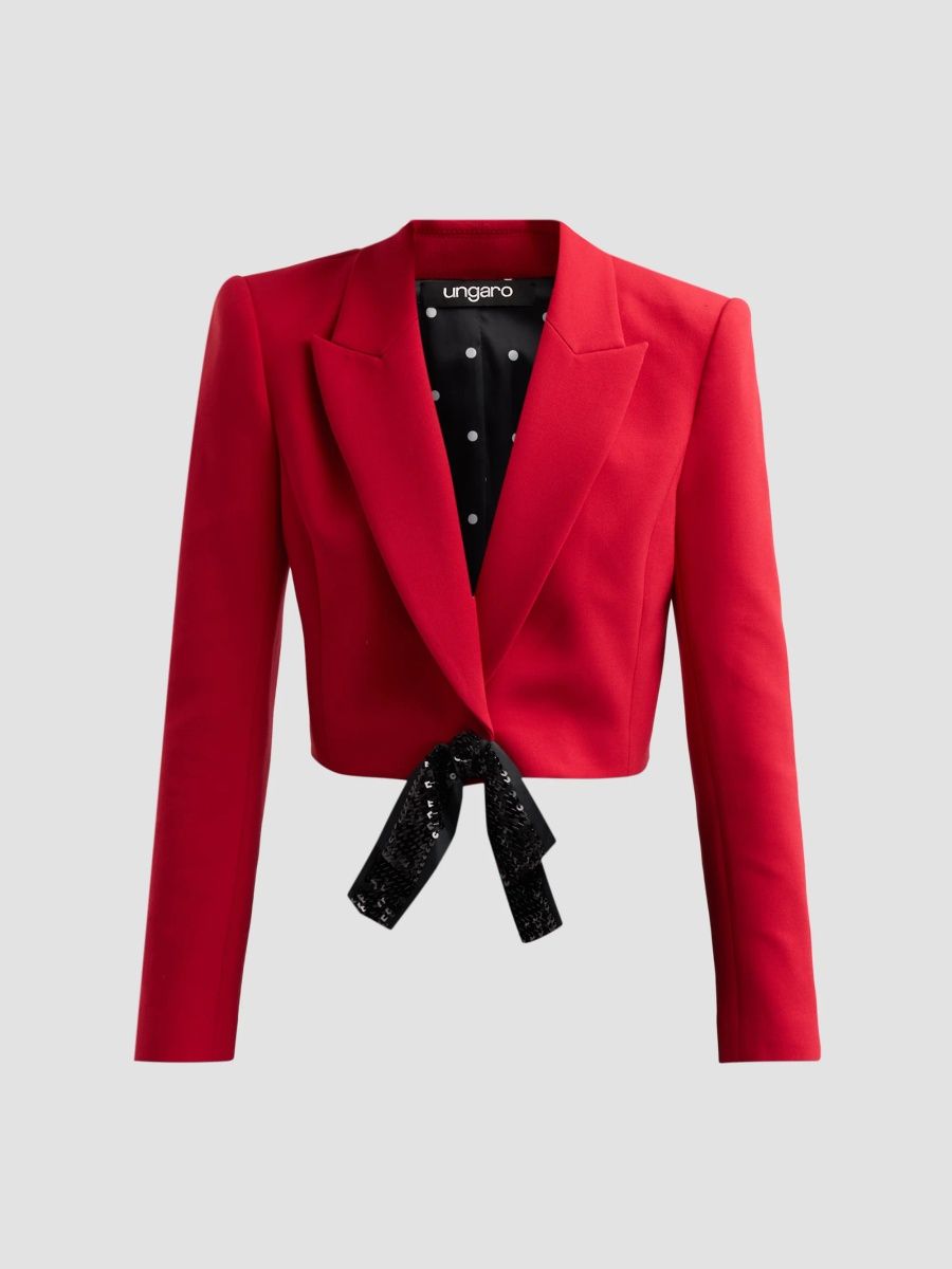 Ungaro Women's Bria Satin Crop Jacket - Crimson - Size XL