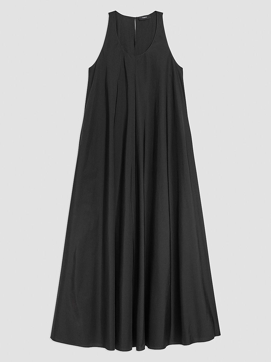 Women's Scoopneck Cotton-Blend A-Line Maxi Dress - Black - Size XL