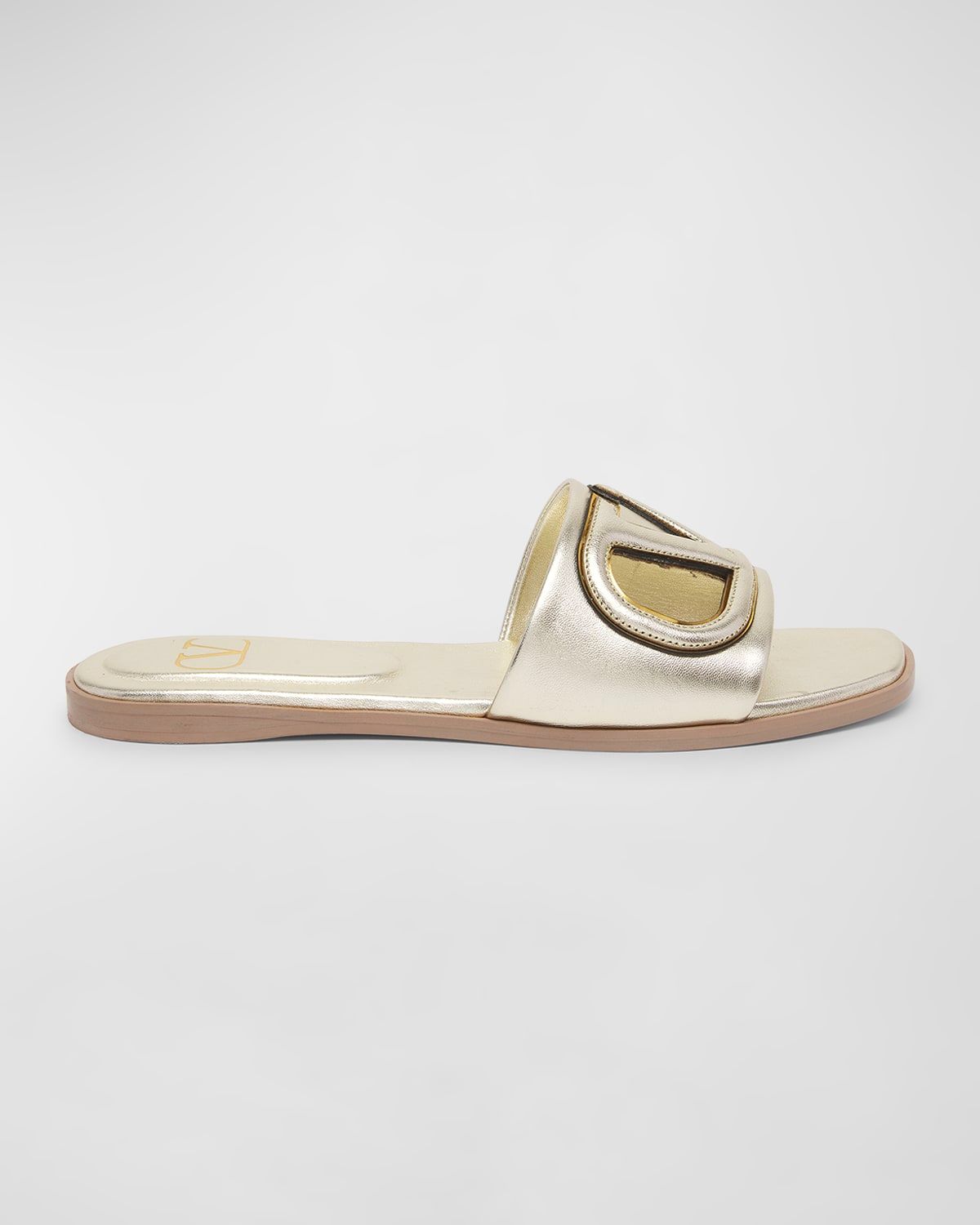 VLogo Metallic Flat Slide Sandals