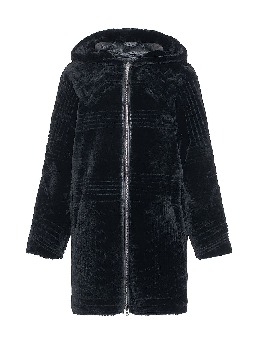 Women's Reversible Select Shearling Lamb Parka - Black - Size Small