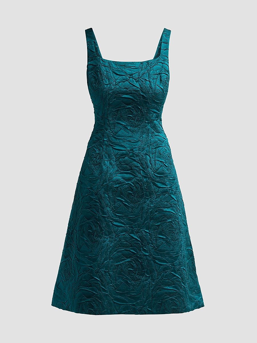 Women's Embossed Jacquard Mini Dress - Emerald - Size 2