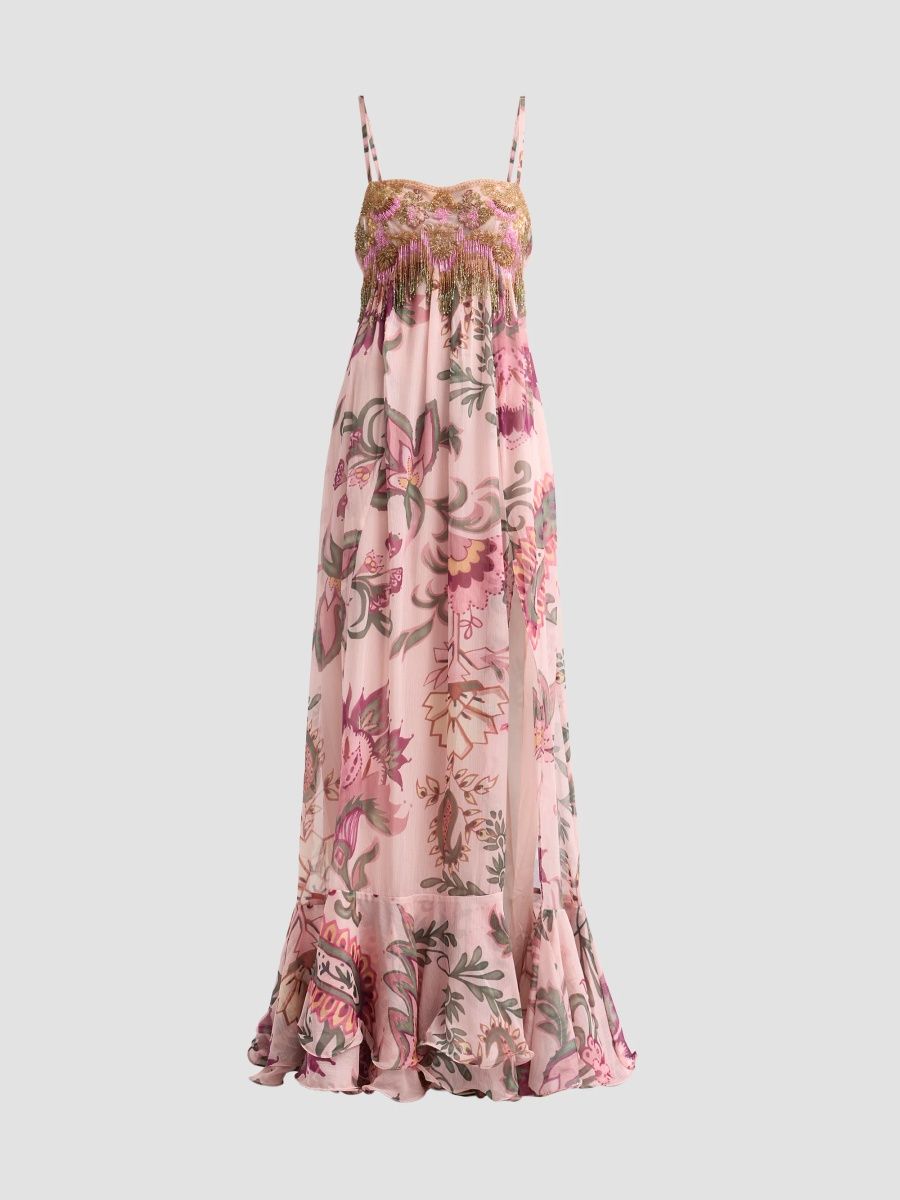 PatBO Women's Boho Printed Flowing Slip Gown - Rose - Size 8