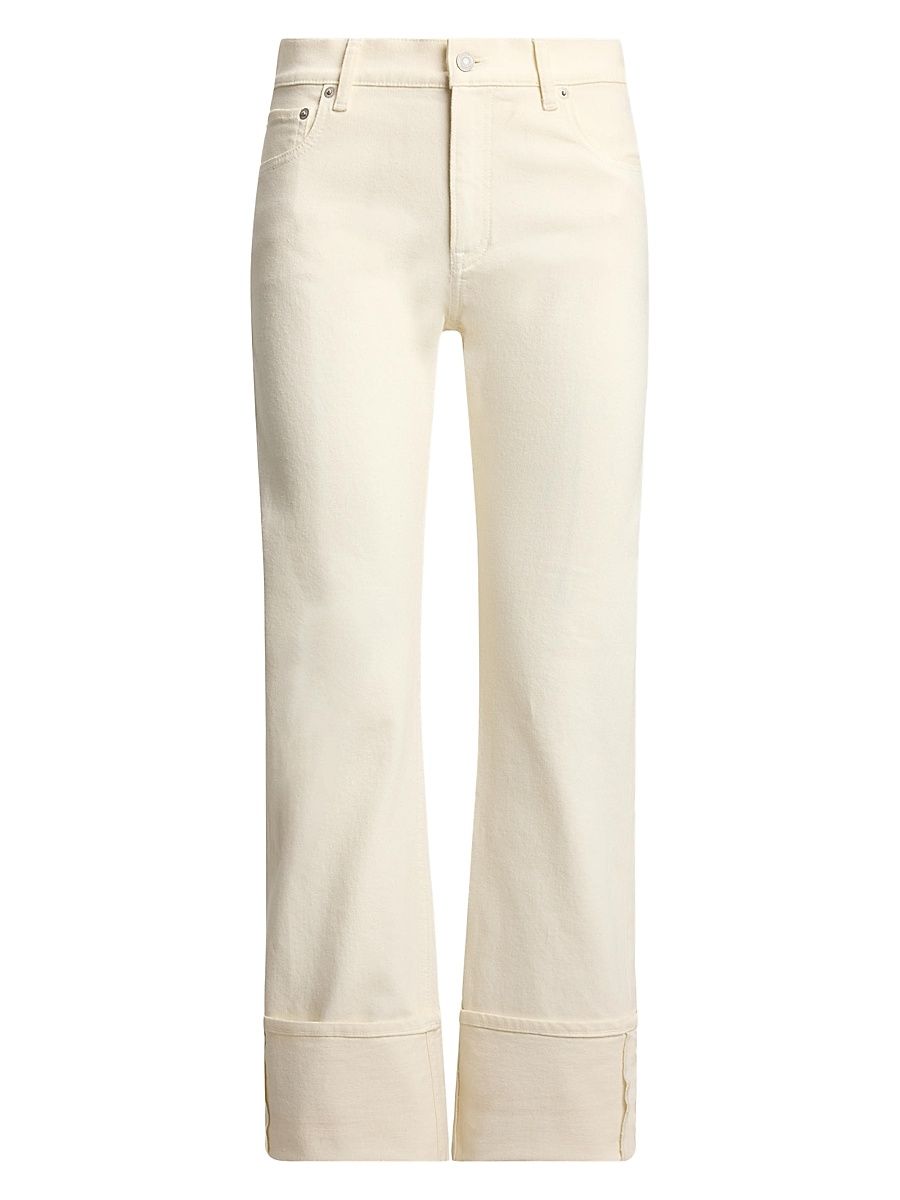 Women's Adderley Cuffed Mid-Rise Slim-Fit Jeans - Glacial White - Size 32