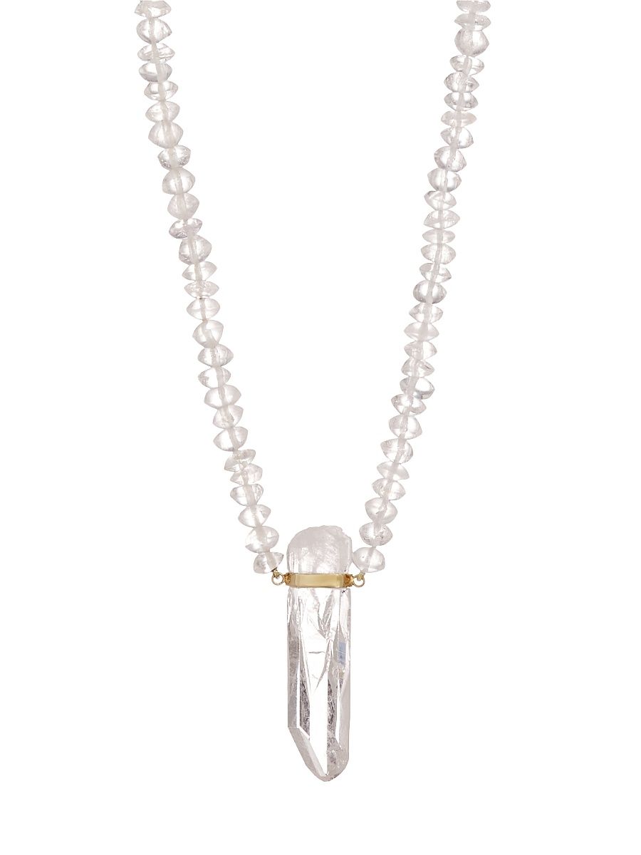 Women's Oracle 14K Gold & Crystal Quartz Bar Necklace - Clear