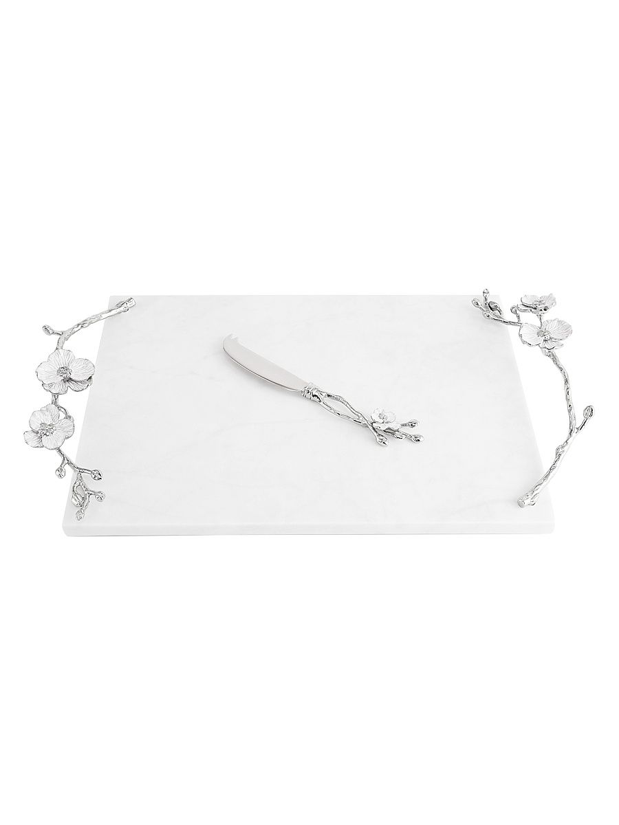 Silver Orchid Cheeseboard & Knife