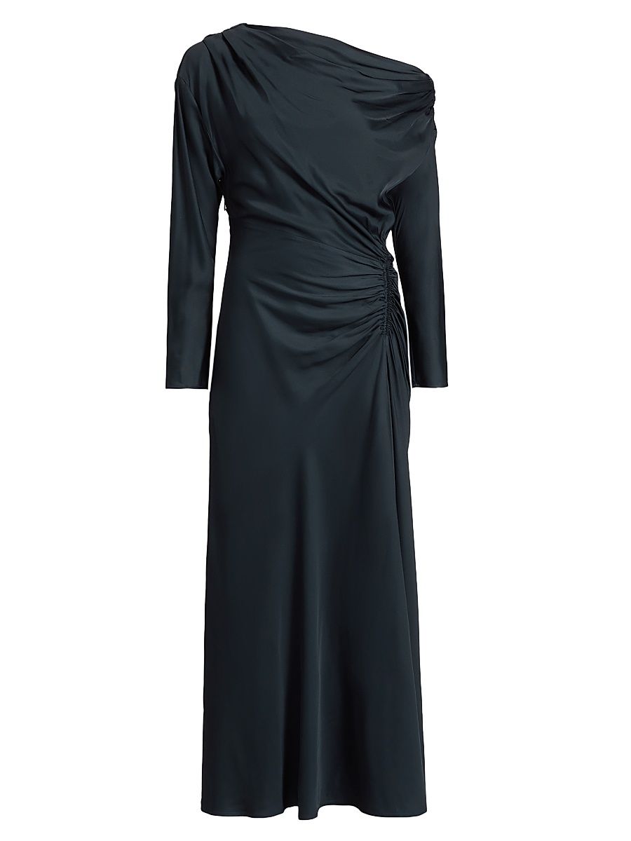 Women's Piper Draped Satin Maxi Dress - Dark Sapphire - Size 6