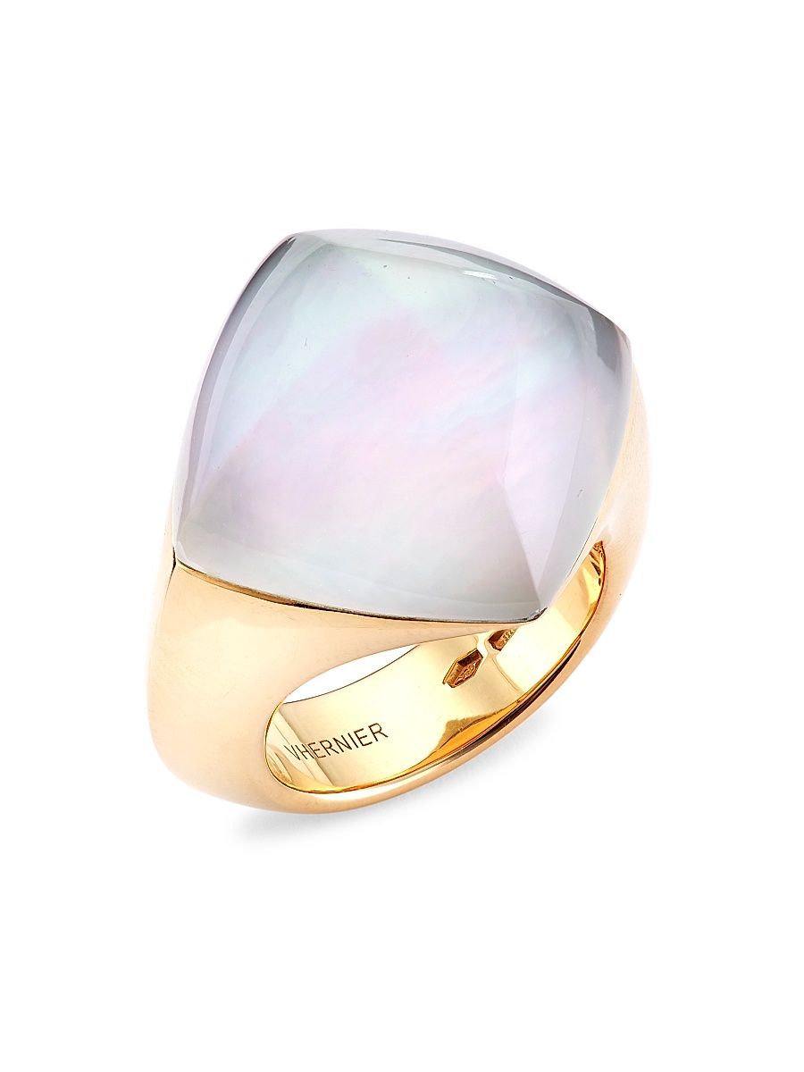 Women's Pan Di Zucchero 18K Rose Gold, Mother-Of-Pearl, & Sunflower Quartz Ring - Size 6.75
