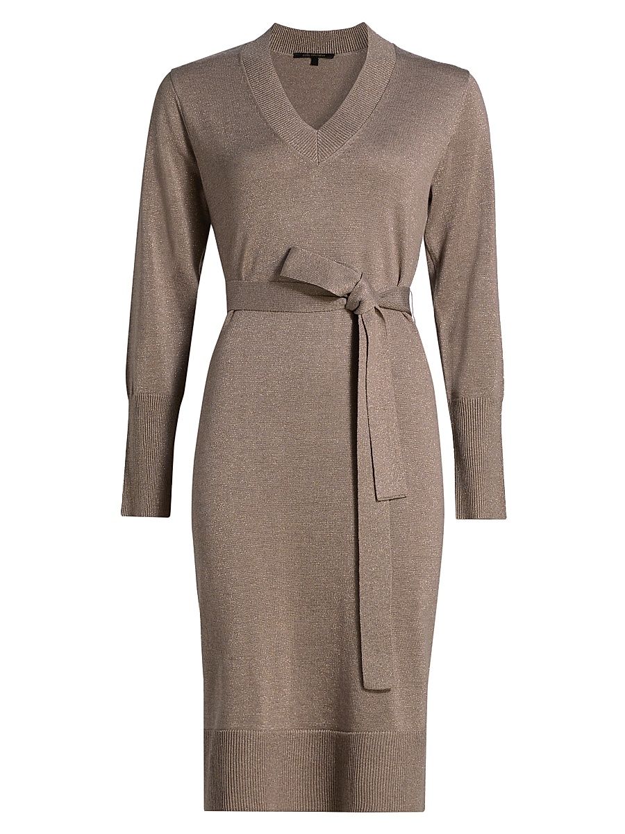 Women's Russel Wool-Blend Belted Sweaterdress - Sandstone - Size XXL