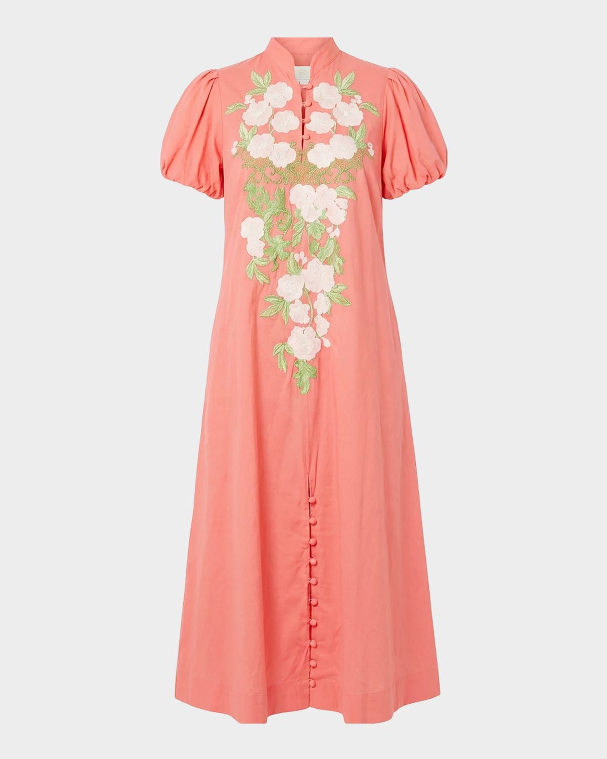 Elliana Floral-Embroidered Midi Shift Dress