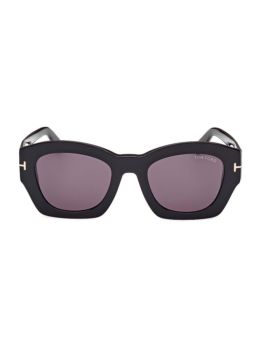 Women's Guilliana 52MM Geometric Sunglasses - Shiny Black Smoke