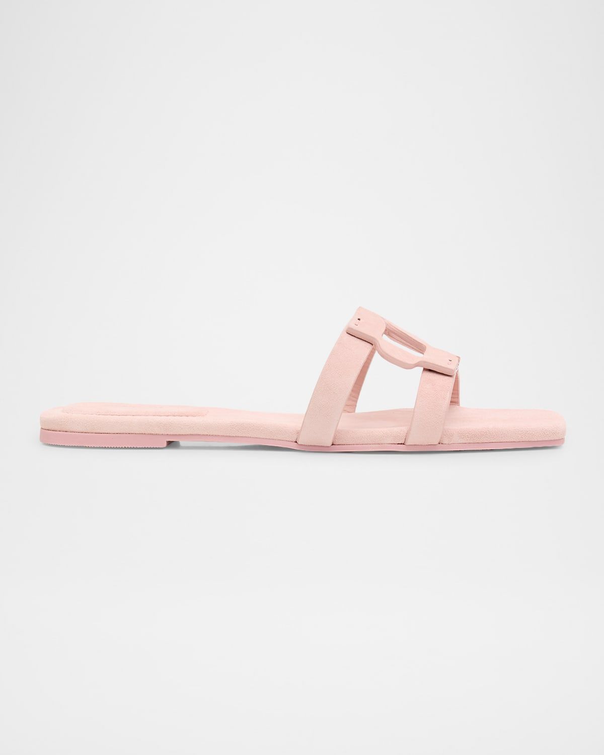 Monogram Suede Flat Slide Sandals