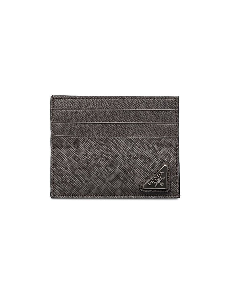 Men's Saffiano Leather Card Holder - Grey