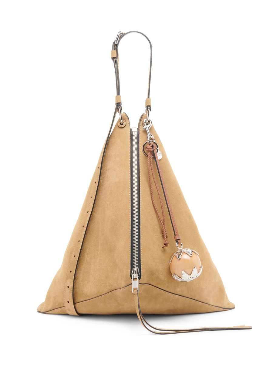Moschino Women's Folded Suede Hobo Bag - Ecru