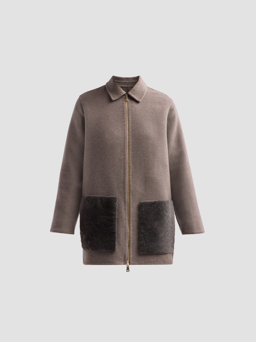 Fabiana Filippi Women's Wool-Cashmere & Shearling Coat - Falcon - Size 10