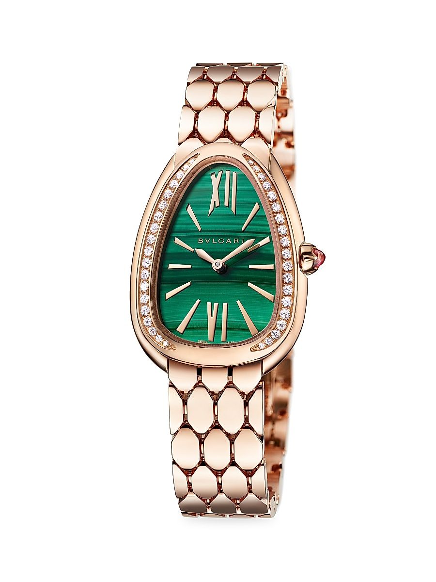 Women's Serpenti Seduttori Rose Gold, Diamond & Malachite Dial Bracelet Watch - Rose Gold