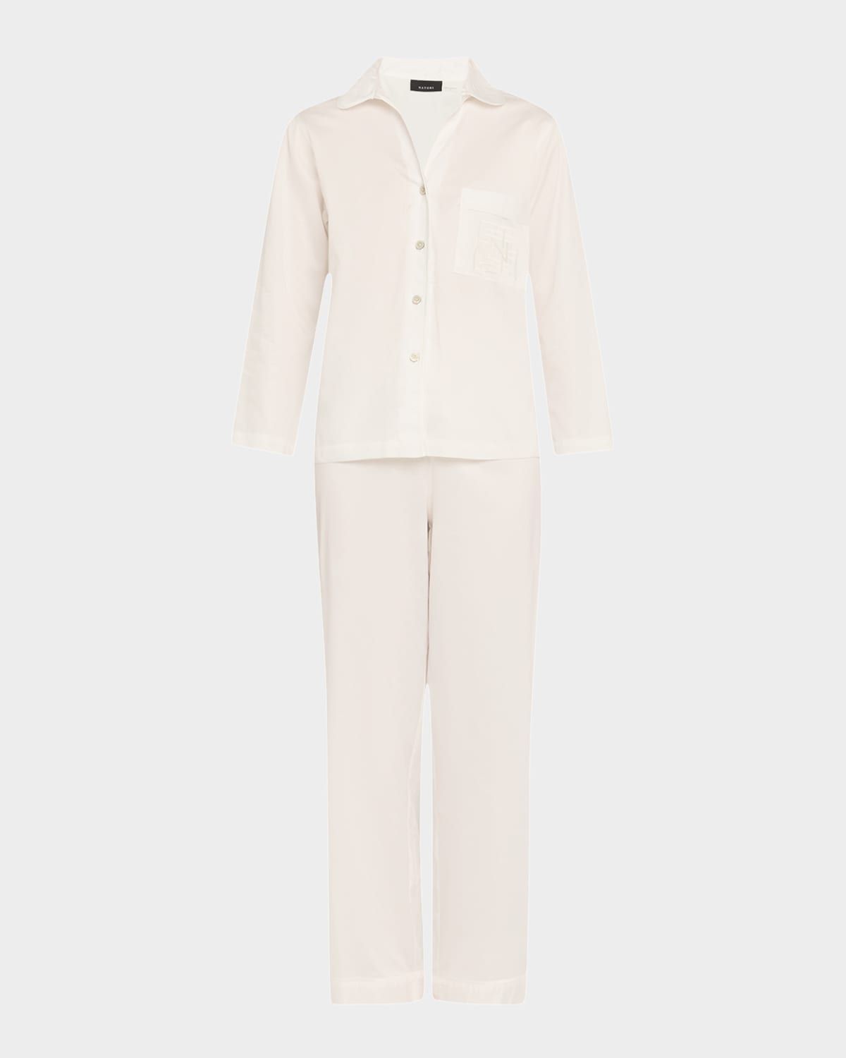 Cropped Cotton Sateen Pajama Set