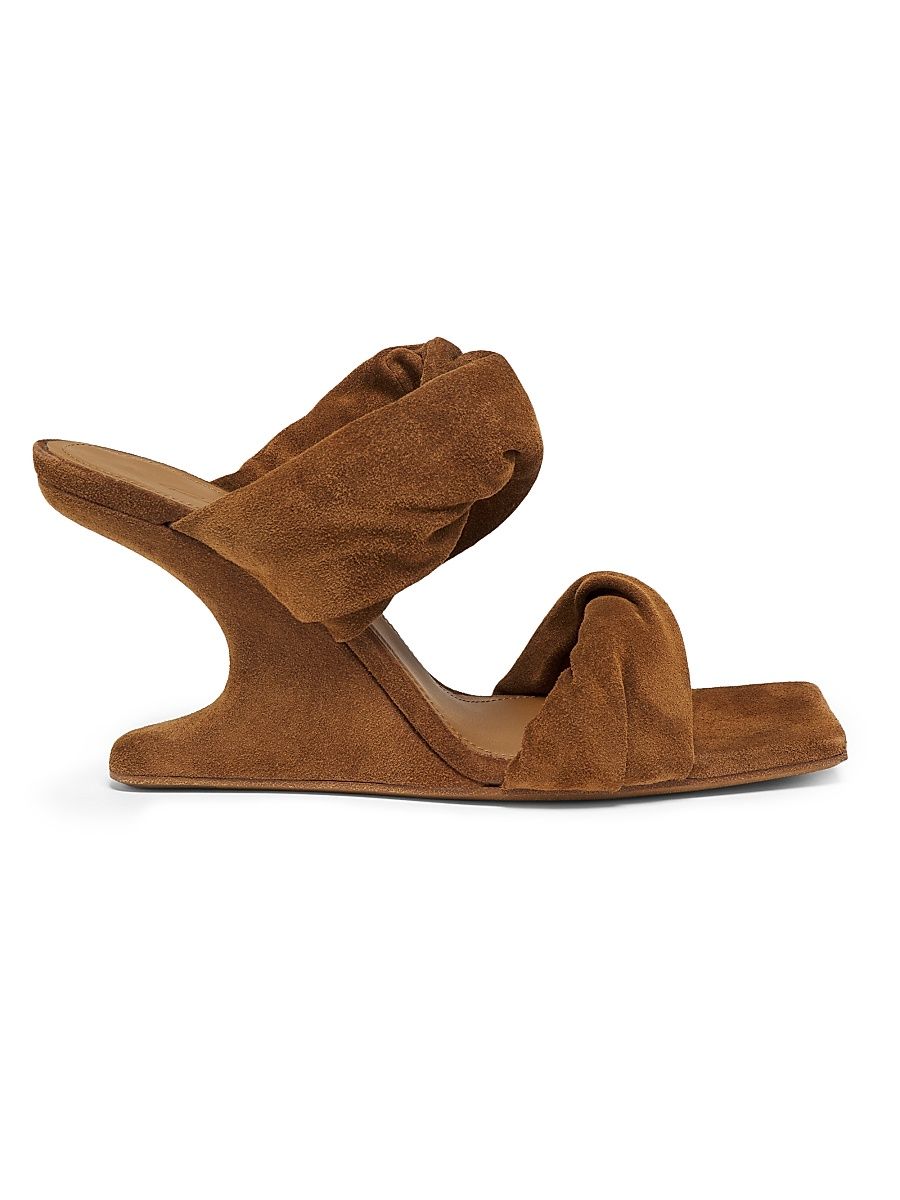 Women's 90MM Suede Cantilever-Heel Sandals - Chestnut - Size 9