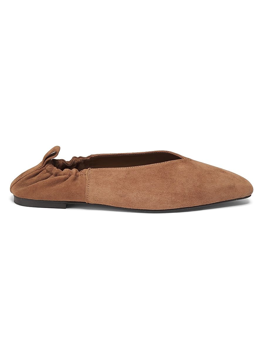 Women's Brie Suede Elasticized Ballet Flats - Cognac Suede - Size 10